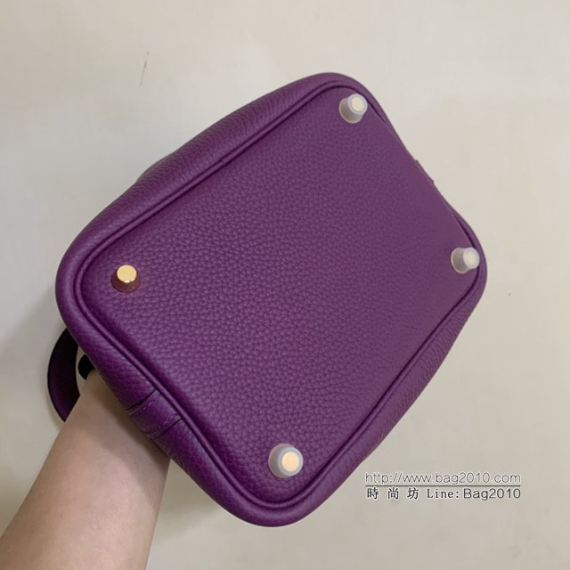 Hermes手提包 愛馬仕Picotin菜籃子女包 18cm TC皮 手工蜜蠟線縫製 海葵紫  tdh2018